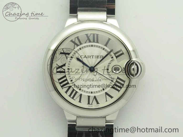Ballon Bleu 42mm SS AF 1:1 Best Edition White Texture Dial on SS Bracelet A2892