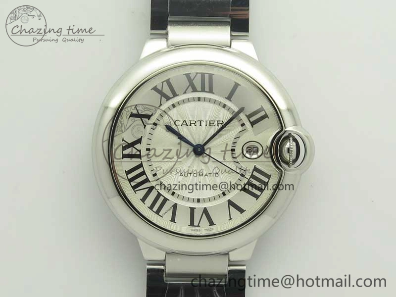 Ballon Bleu 42mm SS AF 1:1 Best Edition White Texture Dial on SS Bracelet A2892