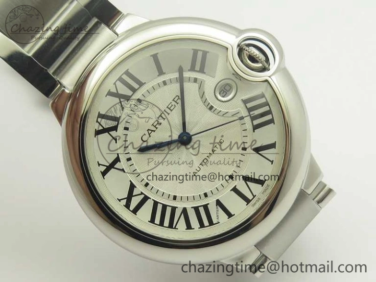 Ballon Bleu 42mm SS AF 1:1 Best Edition White Texture Dial on SS Bracelet A2892