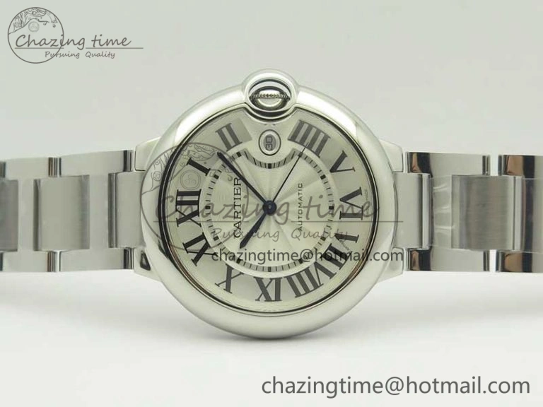 Ballon Bleu 42mm SS AF 1:1 Best Edition White Texture Dial on SS Bracelet A2892