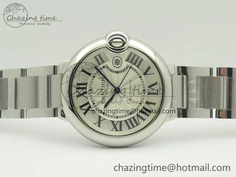 Ballon Bleu 42mm SS AF 1:1 Best Edition White Texture Dial on SS Bracelet A2892