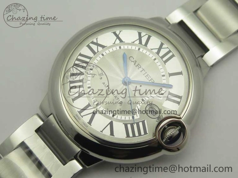 Ballon Bleu 42mm SS AF 1:1 Best Edition White Texture Dial on SS Bracelet A2892