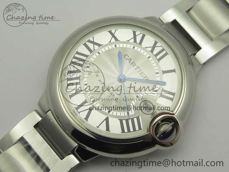 Ballon Bleu 42mm SS AF 1:1 Best Edition White Texture Dial on SS Bracelet A2892
