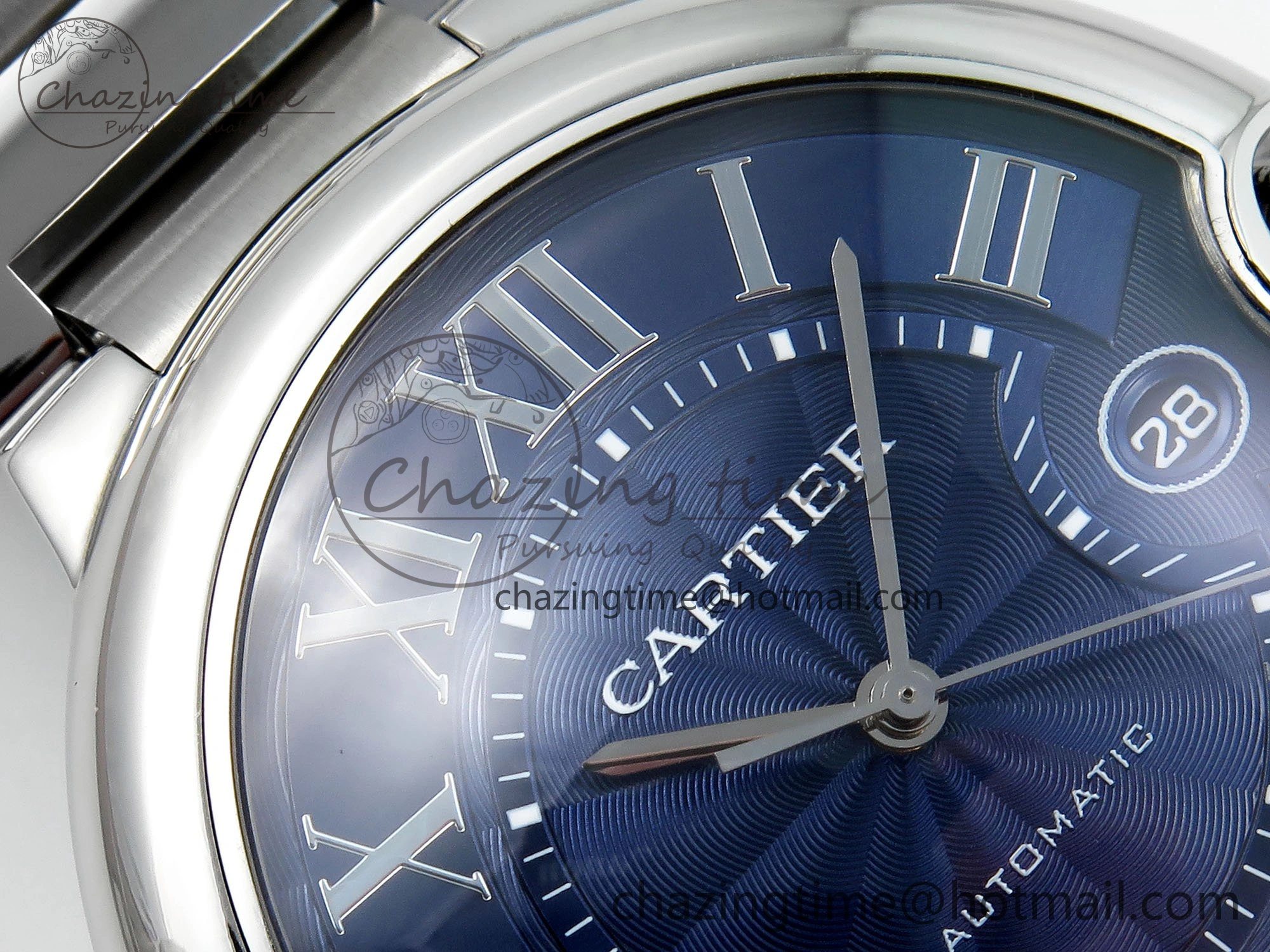 Ballon Bleu 42mm SS CHF 1:1 Best Edition Blue Texture Dial on SS Bracelet A2824