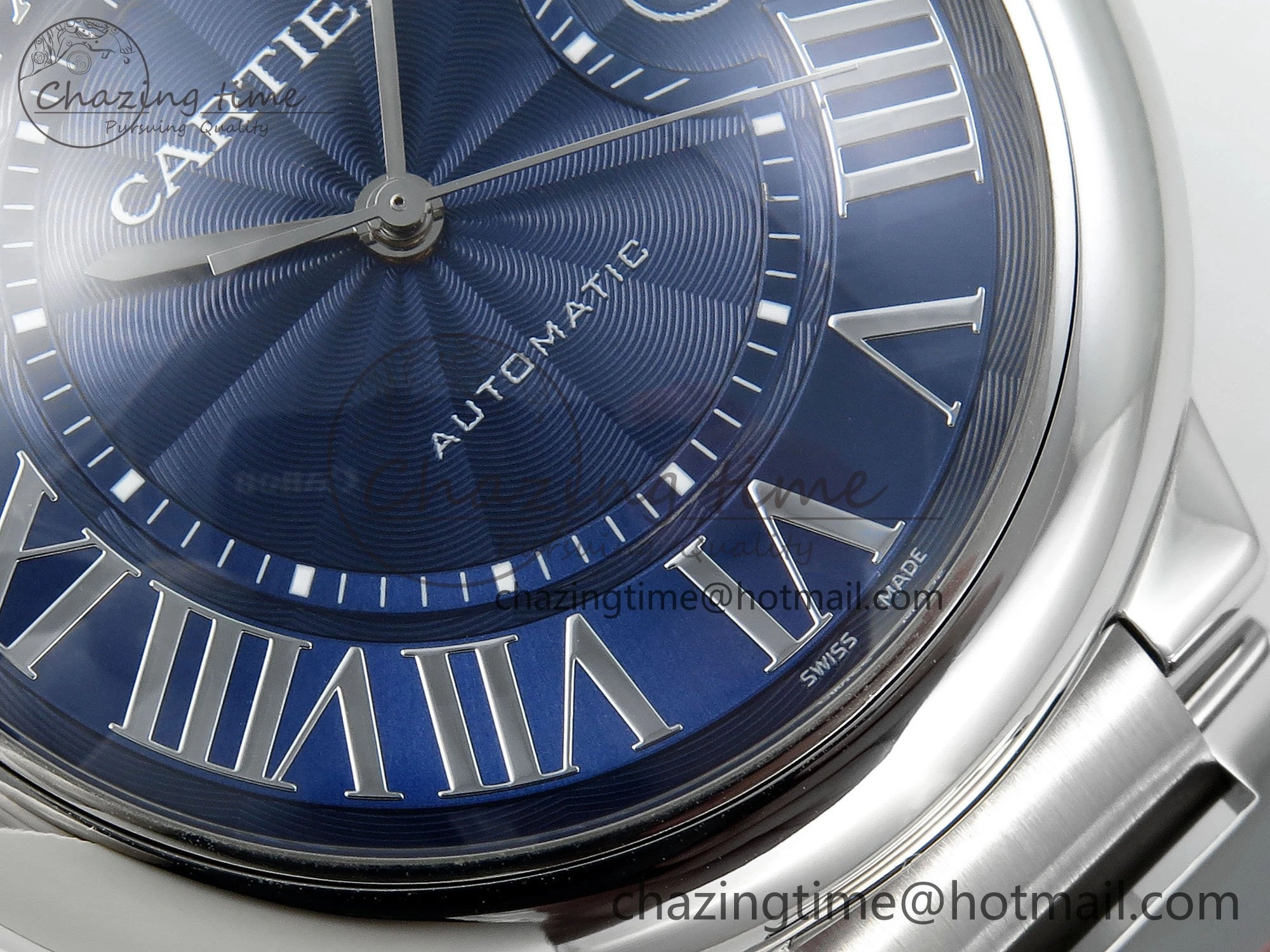 Ballon Bleu 42mm SS CHF 1:1 Best Edition Blue Texture Dial on SS Bracelet A2824