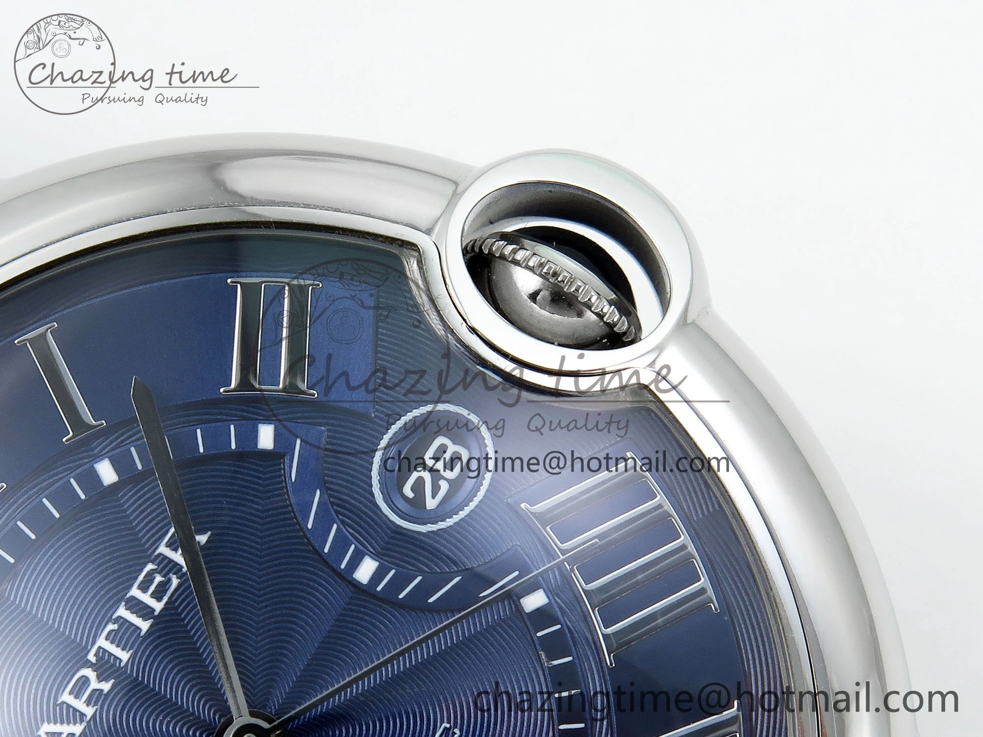 Ballon Bleu 42mm SS CHF 1:1 Best Edition Blue Texture Dial on SS Bracelet A2824