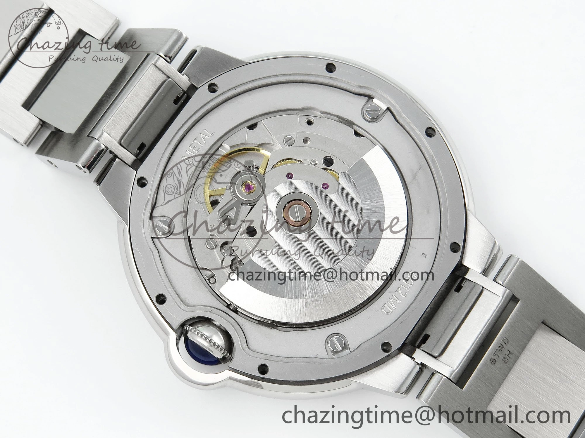 Ballon Bleu 42mm SS CHF 1:1 Best Edition Grey Texture Dial on SS Bracelet A2824