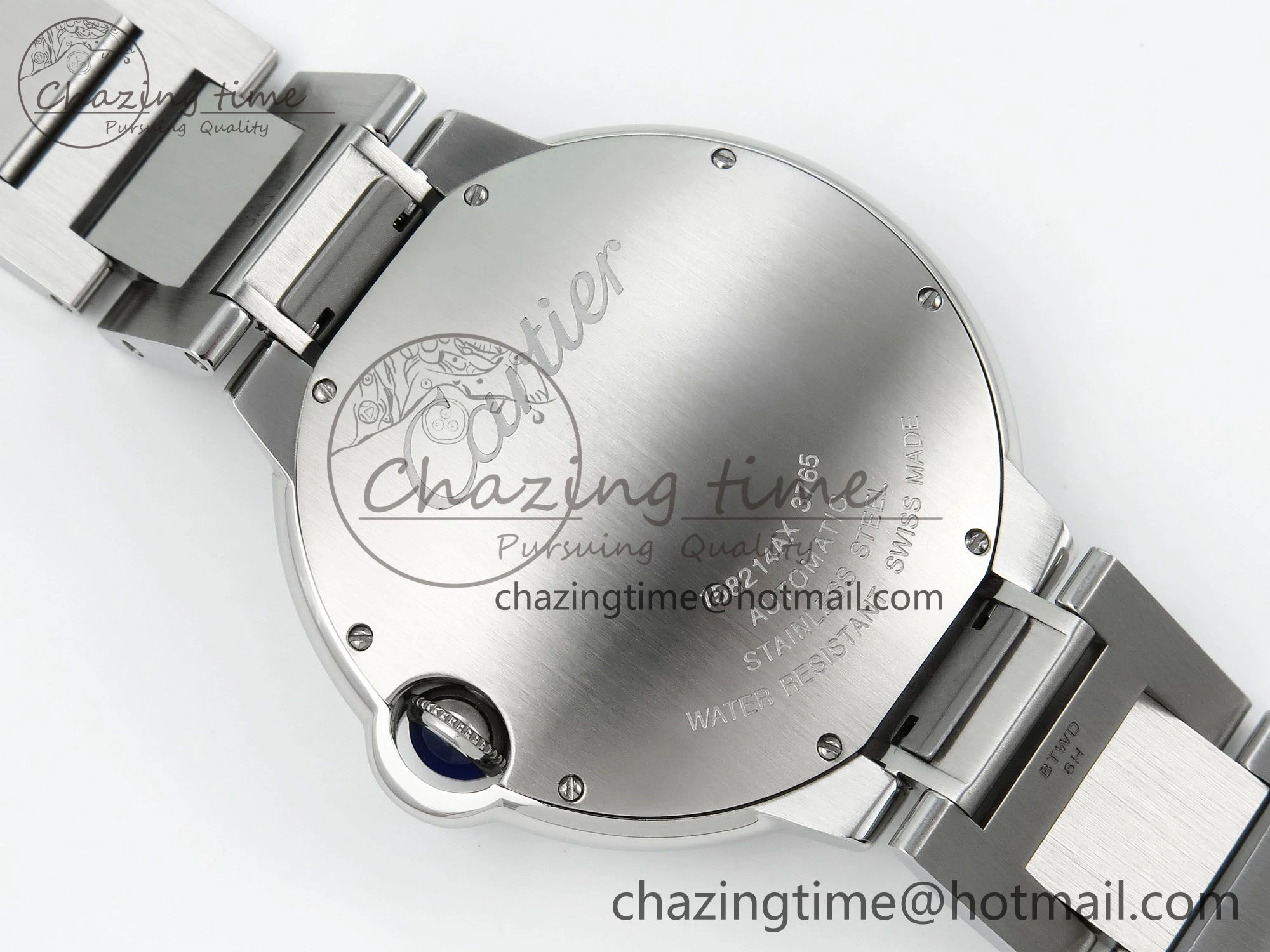 Ballon Bleu 42mm SS CHF 1:1 Best Edition White Texture Dial 1Line Diamonds Bezel on SS Bracelet A2824