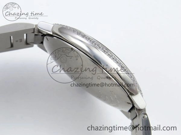 Ballon Bleu 42mm SS CHF 1:1 Best Edition White Texture Dial 2Line Diamonds Bezel on SS Bracelet A2824