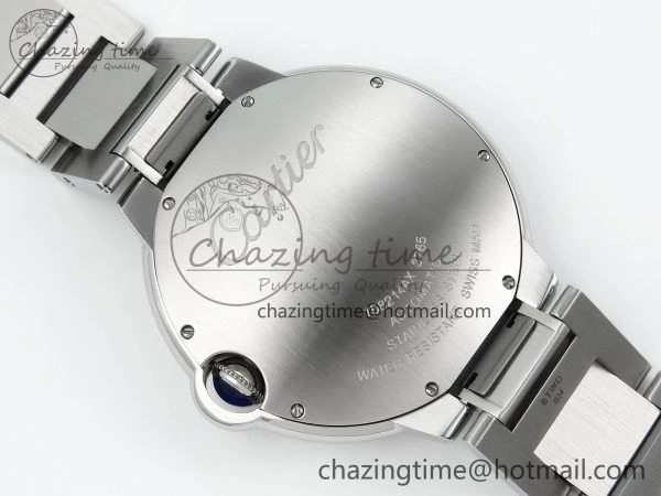 Ballon Bleu 42mm SS CHF 1:1 Best Edition White Texture Dial 2Line Diamonds Bezel on SS Bracelet A2824