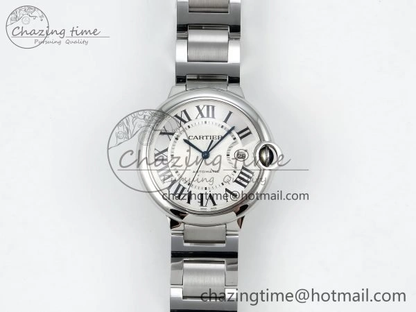 Ballon Bleu 42mm SS CHF 1:1 Best Edition White Texture Dial on SS Bracelet A2824