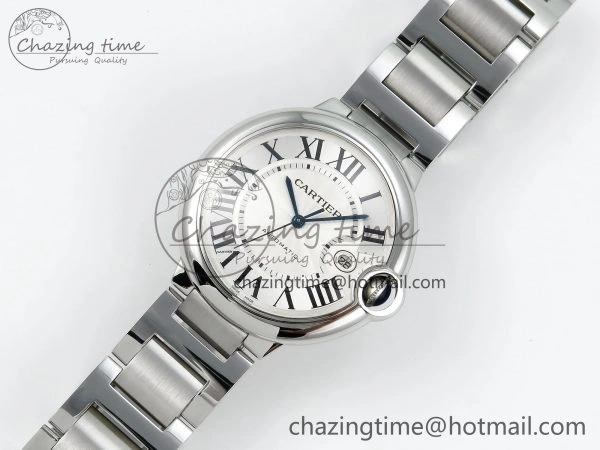 Ballon Bleu 42mm SS CHF 1:1 Best Edition White Texture Dial on SS Bracelet A2824