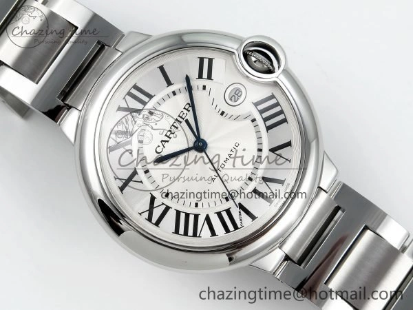 Ballon Bleu 42mm SS CHF 1:1 Best Edition White Texture Dial on SS Bracelet A2824