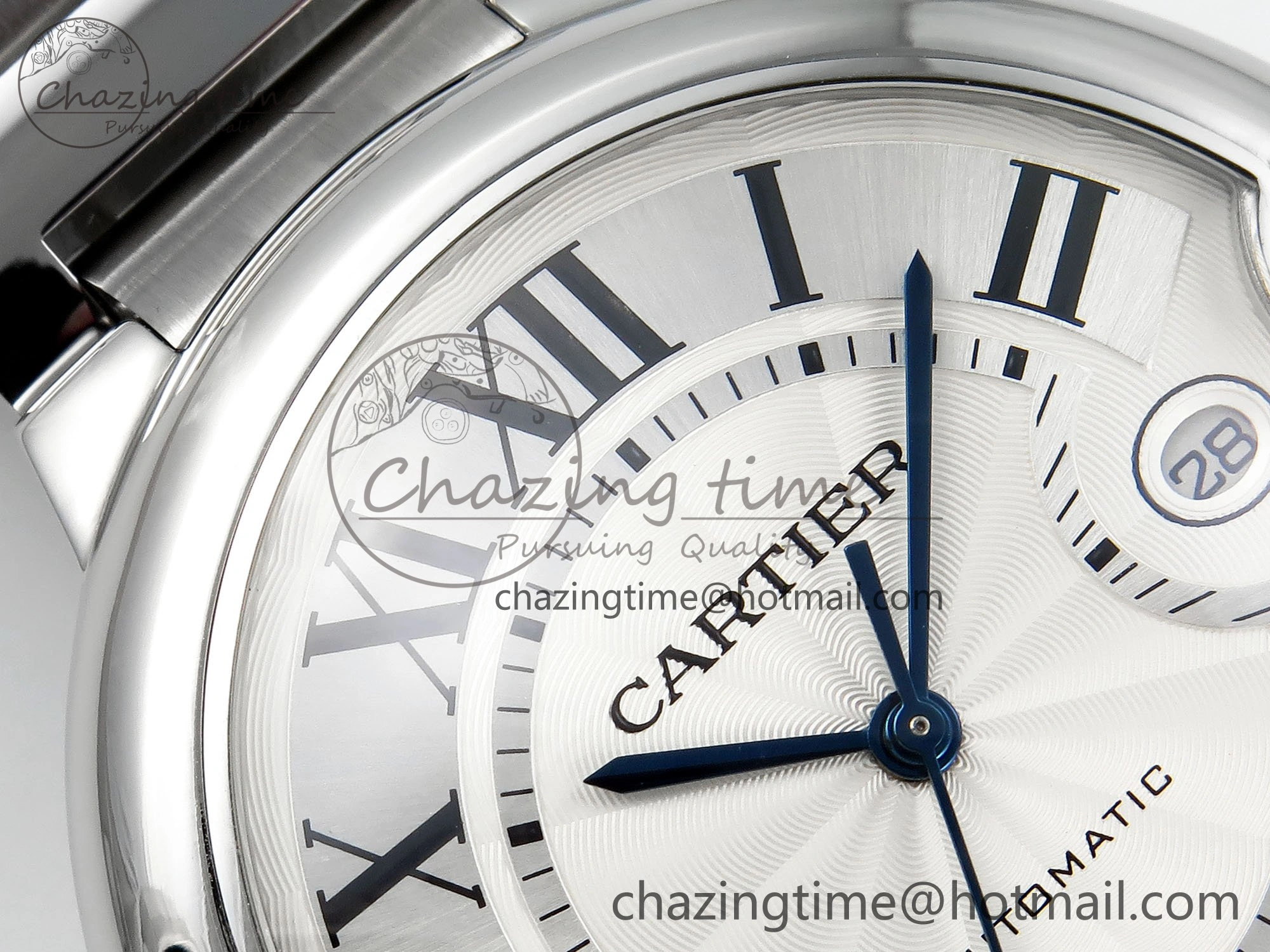 Ballon Bleu 42mm SS CHF 1:1 Best Edition White Texture Dial on SS Bracelet A2824