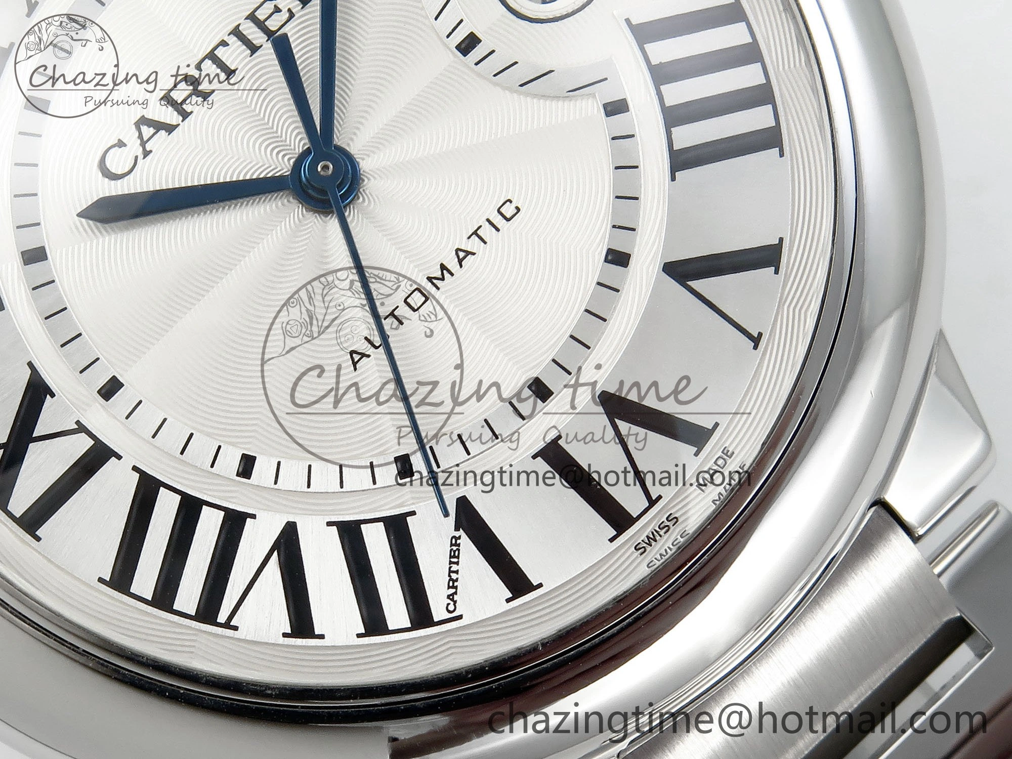 Ballon Bleu 42mm SS CHF 1:1 Best Edition White Texture Dial on SS Bracelet A2824