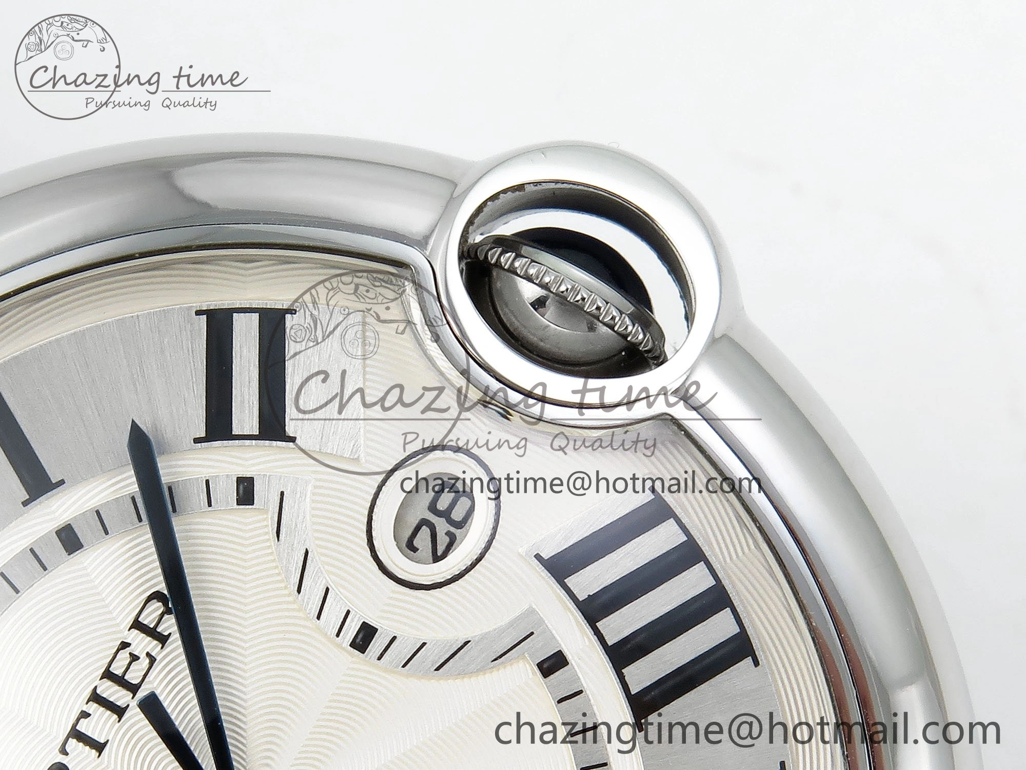 Ballon Bleu 42mm SS CHF 1:1 Best Edition White Texture Dial on SS Bracelet A2824