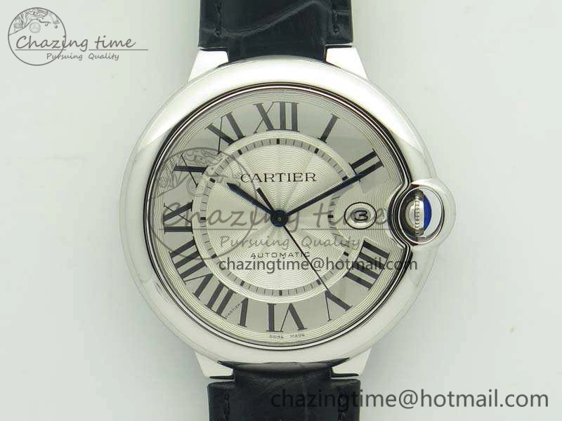 Ballon Bleu 42mm SS JF 1:1 Best Edition White Dial On Leather Strap Miyota9015