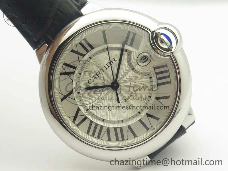 Ballon Bleu 42mm SS JF 1:1 Best Edition White Dial On Leather Strap Miyota9015