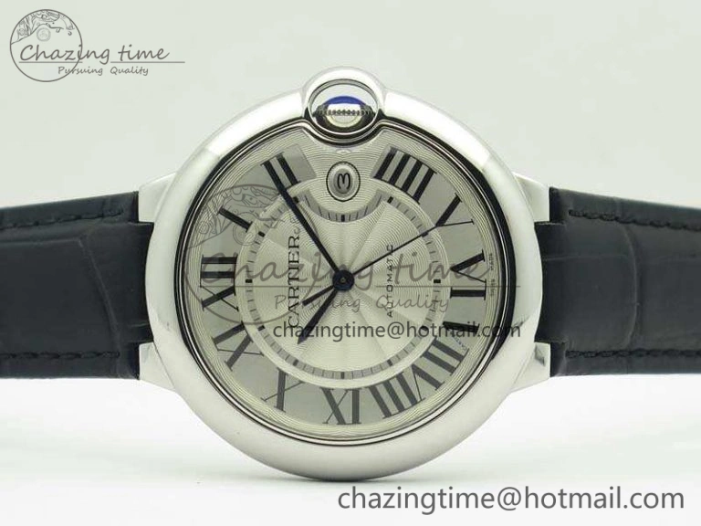 Ballon Bleu 42mm SS JF 1:1 Best Edition White Dial On Leather Strap Miyota9015