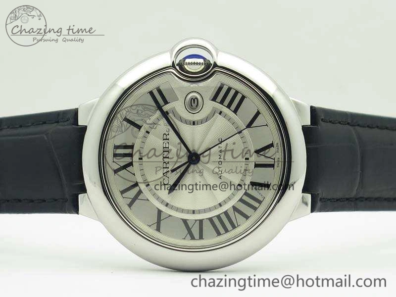 Ballon Bleu 42mm SS JF 1:1 Best Edition White Dial On Leather Strap Miyota9015
