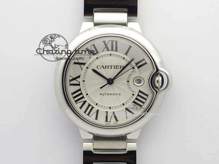 Ballon Bleu 42mm SS V4 V6F 1:1 Best Edition White Textured Dial On SS Bracelet A2824