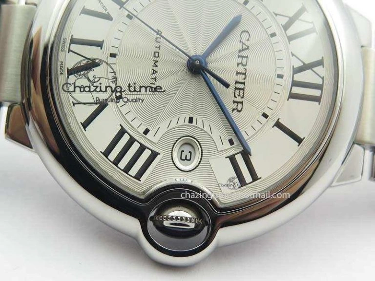Ballon Bleu 42mm SS V4 V6F 1:1 Best Edition White Textured Dial On SS Bracelet A2824