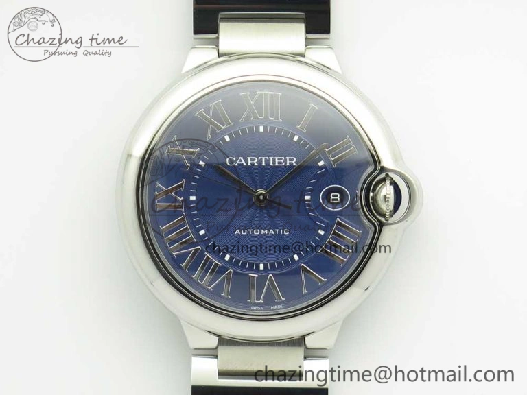Ballon Bleu 42mm SS V6F 1:1 Best Edition Blue Textured Dial on SS Bracelet A2824 V4