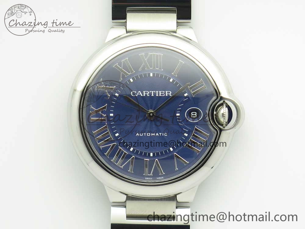 Ballon Bleu 42mm SS V6F 1:1 Best Edition Blue Textured Dial on SS Bracelet A2824 V4