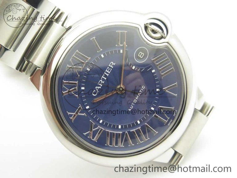 Ballon Bleu 42mm SS V6F 1:1 Best Edition Blue Textured Dial on SS Bracelet A2824 V4