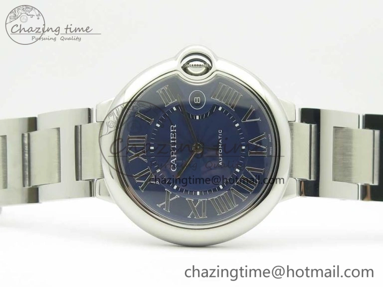Ballon Bleu 42mm SS V6F 1:1 Best Edition Blue Textured Dial on SS Bracelet A2824 V4