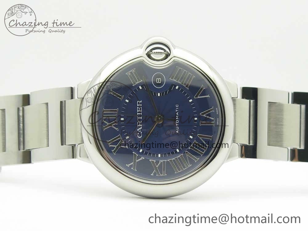 Ballon Bleu 42mm SS V6F 1:1 Best Edition Blue Textured Dial on SS Bracelet A2824 V4