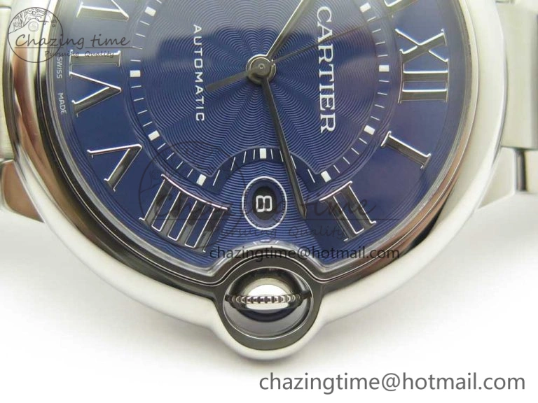 Ballon Bleu 42mm SS V6F 1:1 Best Edition Blue Textured Dial on SS Bracelet A2824 V4