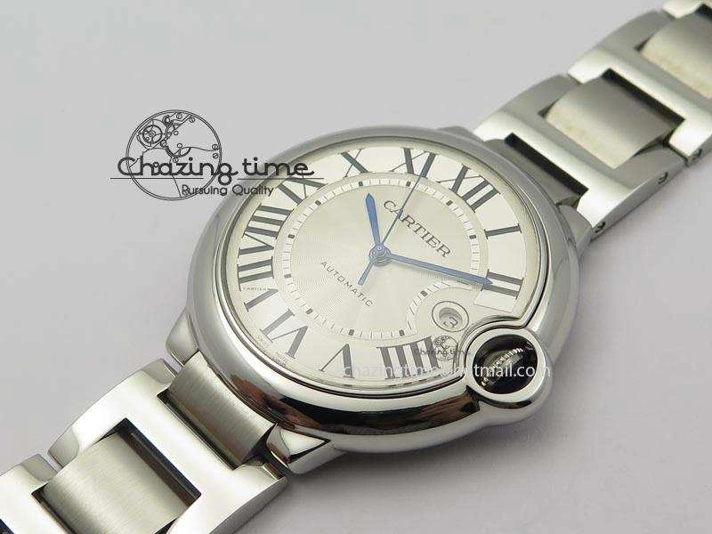 Ballon Bleu 42mm SS V6F 1:1 Best Edition White Dial On SS Bracelet A2892