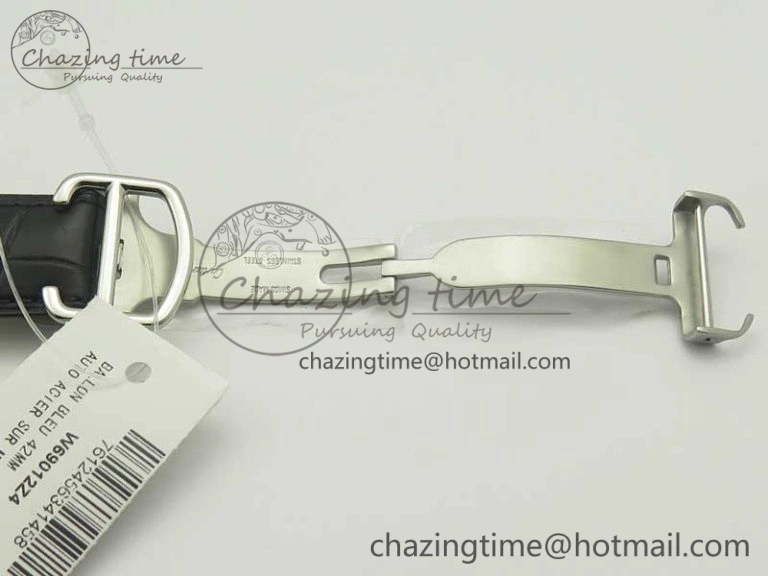 Ballon Bleu 42mm SS V6F 1:1 Best Edition White Textured Dial on Black Croc Strap A1847 MC V5