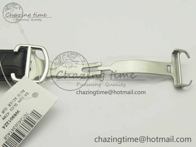 Ballon Bleu 42mm SS V6F 1:1 Best Edition White Textured Dial on Black Croc Strap A1847 MC V5