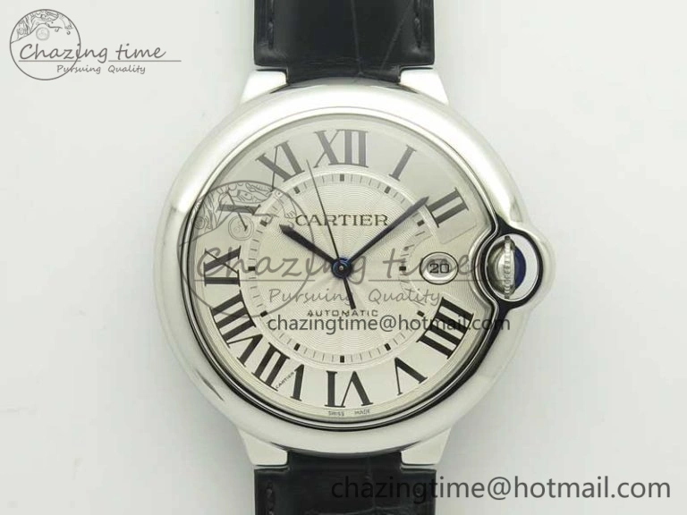 Ballon Bleu 42mm SS V6F 1:1 Best Edition White Textured Dial on Black Croc Strap A1847 MC V5