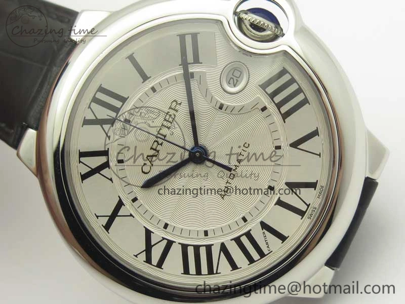 Ballon Bleu 42mm SS V6F 1:1 Best Edition White Textured Dial on Black Croc Strap A1847 MC V5