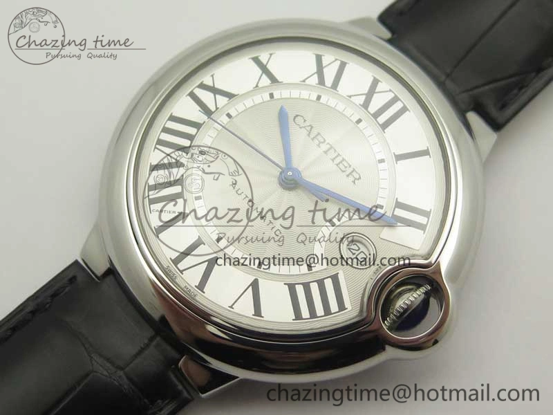 Ballon Bleu 42mm SS V6F 1:1 Best Edition White Textured Dial on Black Croc Strap A1847 MC V5