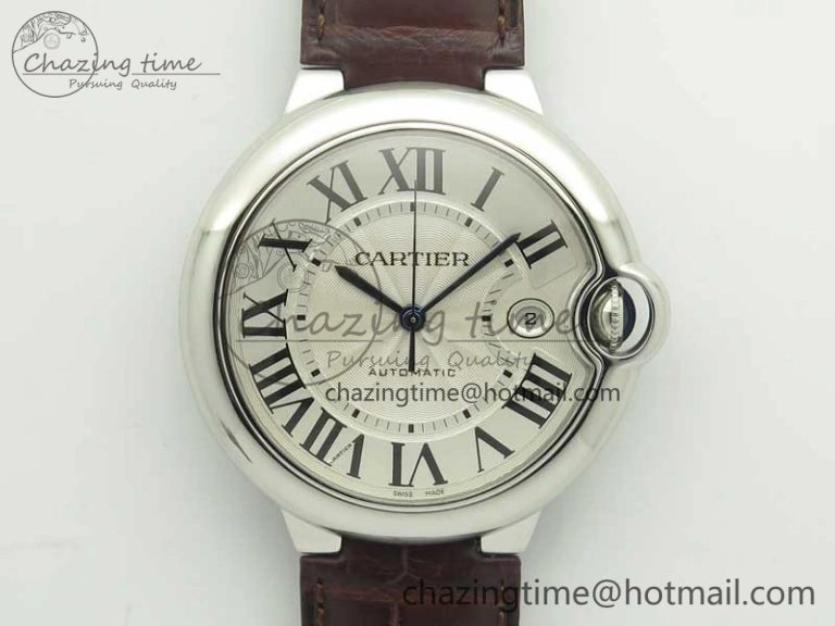Ballon Bleu 42mm SS V6F 1:1 Best Edition White Textured Dial on Brown Croc Strap A1847 MC V5