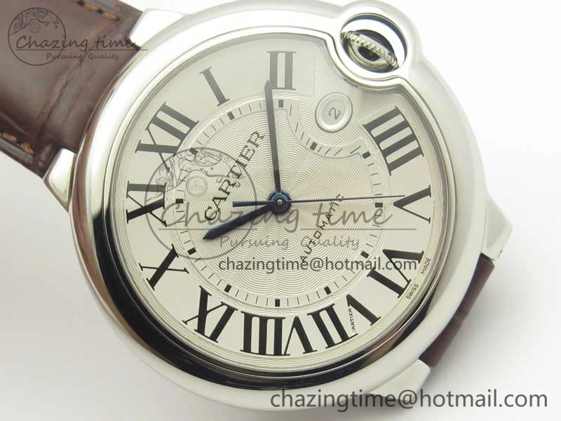 Ballon Bleu 42mm SS V6F 1:1 Best Edition White Textured Dial on Brown Croc Strap A1847 MC V5