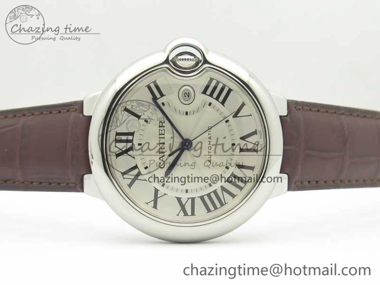 Ballon Bleu 42mm SS V6F 1:1 Best Edition White Textured Dial on Brown Croc Strap A1847 MC V5