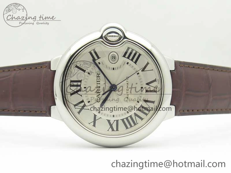 Ballon Bleu 42mm SS V6F 1:1 Best Edition White Textured Dial on Brown Croc Strap A1847 MC V5