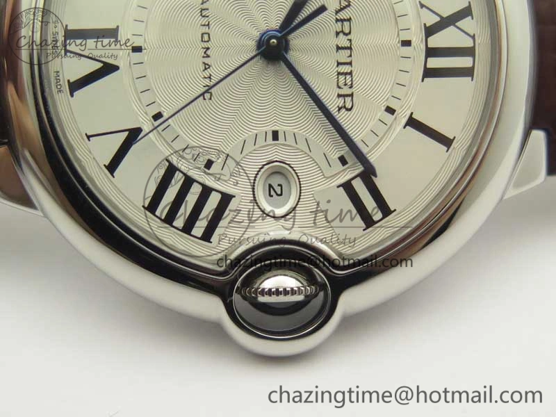 Ballon Bleu 42mm SS V6F 1:1 Best Edition White Textured Dial on Brown Croc Strap A1847 MC V5