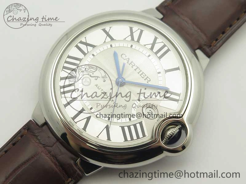 Ballon Bleu 42mm SS V6F 1:1 Best Edition White Textured Dial on Brown Croc Strap A1847 MC V5