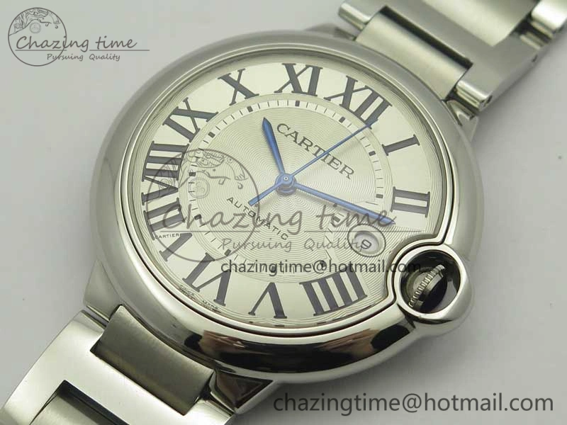 Ballon Bleu 42mm SS ZZF 1:1 Best Edition White Textured Dial On SS Bracelet A2824