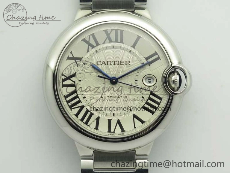 Ballon Bleu 42mm SS ZZF 1:1 Best Edition White Textured Dial On SS Bracelet A2824