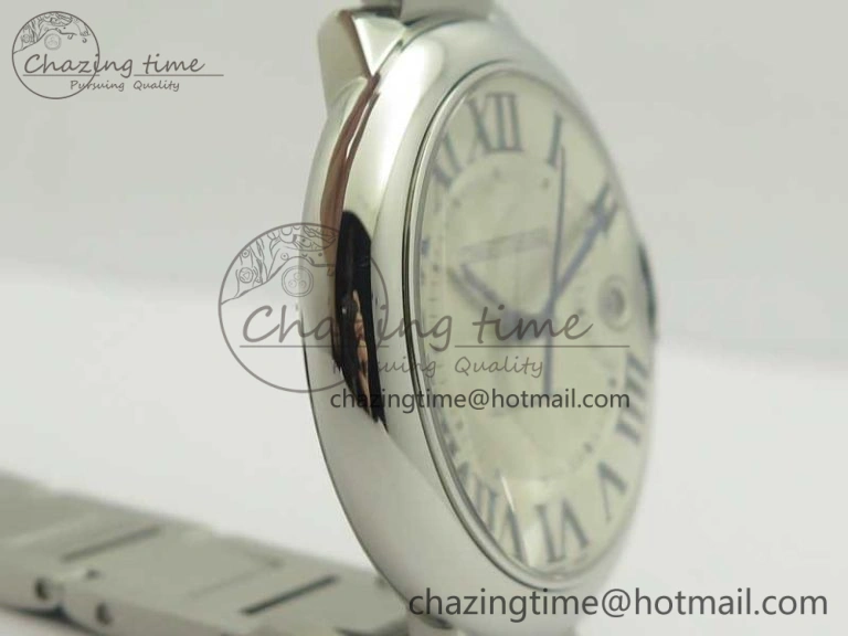 Ballon Bleu 42mm SS ZZF 1:1 Best Edition White Textured Dial On SS Bracelet A2824