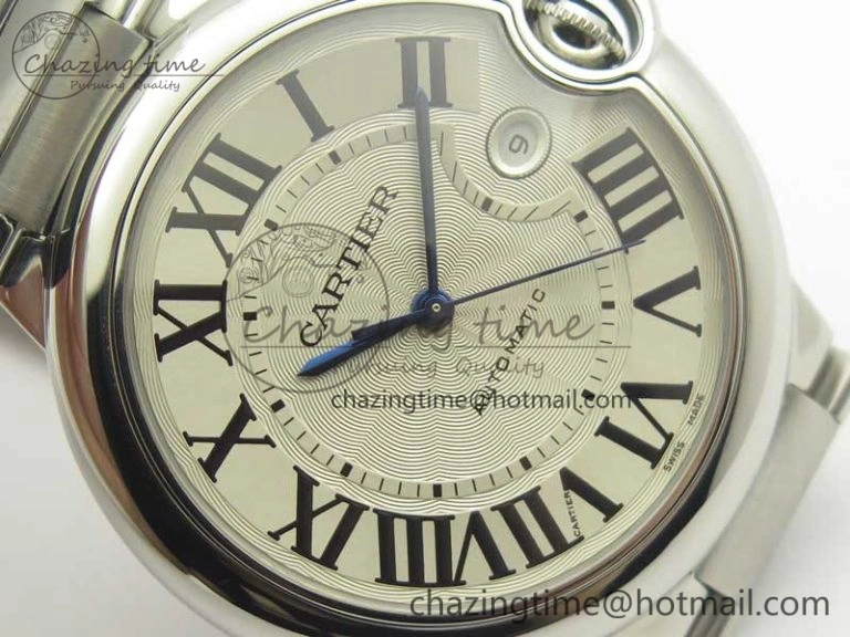 Ballon Bleu 42mm SS ZZF 1:1 Best Edition White Textured Dial On SS Bracelet A2824