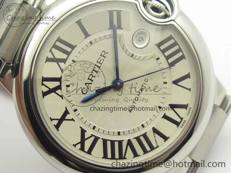 Ballon Bleu 42mm SS ZZF 1:1 Best Edition White Textured Dial On SS Bracelet A2824
