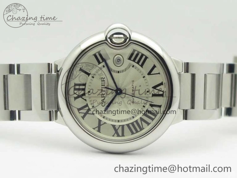 Ballon Bleu 42mm SS ZZF 1:1 Best Edition White Textured Dial On SS Bracelet A2824